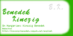 benedek kinczig business card